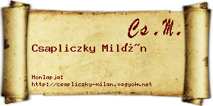 Csapliczky Milán névjegykártya